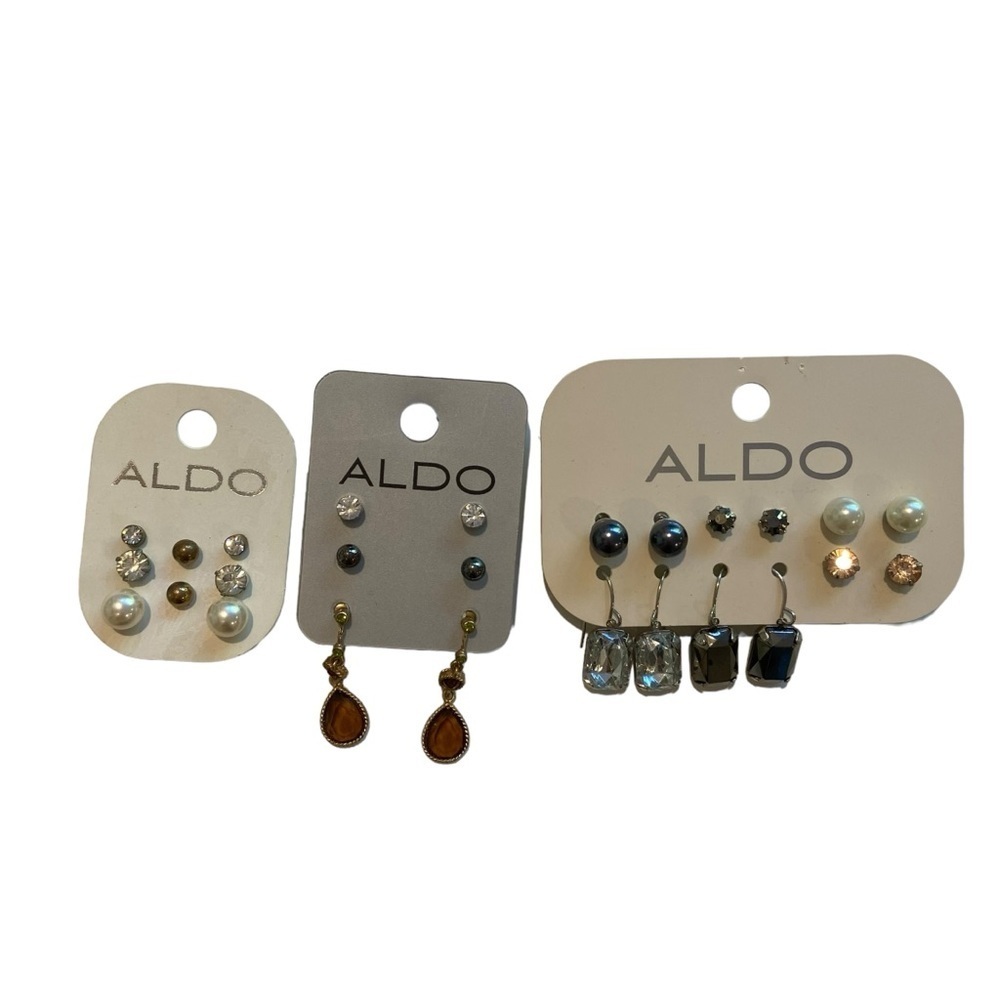 Aldo earrings set bundle crystal pearls silver white brown and more